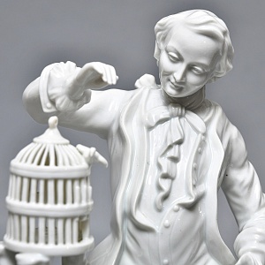 Антикварная Фарфоровая статуэтка «Птицелов с собакой», Fraureuth Германия, 1919 - 1926 годы. 