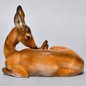 Коллекционная Фарфоровая статуэтка «Олениха и олененок », ROSENTHAL Германия, середина ХХ века. 