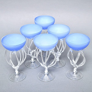 Авторские Стеклянные Фужеры для шампанского - Креманки, Италия вторая половина ХХ века.