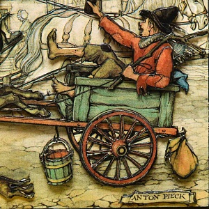 Объемная Картина - Панно в технике 3D декупаж «Два экипажа», 70-е годы ХХ века.