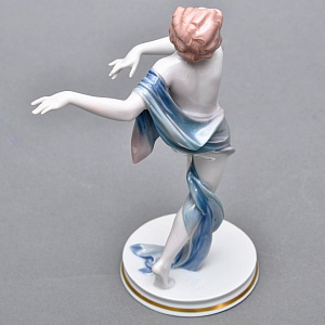 Антикварная Фарфоровая статуэтка «Обнаженная с шарфом», ROSENTHAL Германия - 1924 год. 