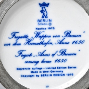 Коллекционная Пивная Кружка «Фрегат „Герб Бремена“ у родного порта, 1650 год», Berlin Design Германия -1976 год.