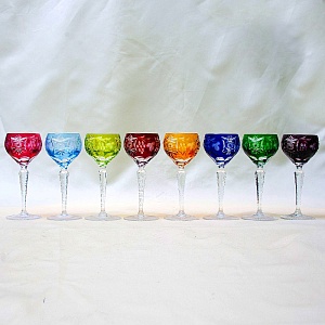 Полный Набор, все 8-мь Цветов! Хрустальные Бокалы для Вина серия «Виноград», NACHTMANN Германия.