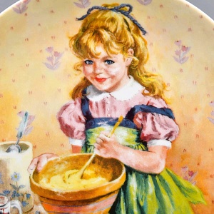 Коллекционная Фарфоровая Тарелка «День девочки Бекки. Приготовление маффинов», RECO США - 1986 год. 