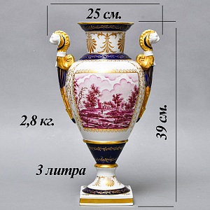 Коллекционные Парные Фарфоровые Вазы в стиле Ампир, Giulia Mangani Италия, середина ХХ века. 