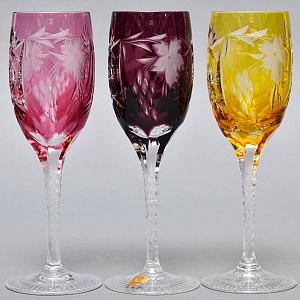 Набор 6-ть Фужеров серия «Prosecco - Виноград» Цветной Хрусталь, NACHTMANN Германия, 60-е гг.