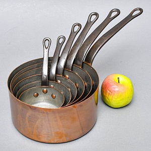 Винтажный Набор из 6-ти Ковшиков разных размеров, Медь, Франция, 60 -е годы ХХ века!