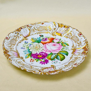 Антикварное Коллекционное Фарфоровое Блюдо - Тарелка «Садовый букет», Rosenthal Германия, 1891 - 1906 годы.