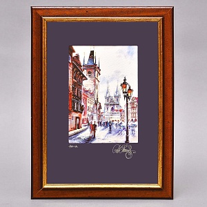 Авторская Коллекционная Картина - Рисунок «Старый Город - Прага», Чехия конец ХХ века.