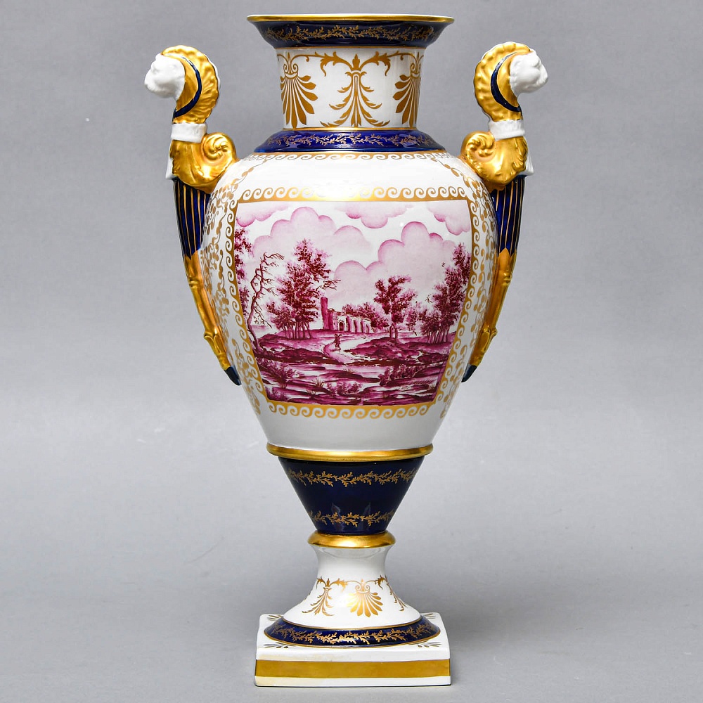 Коллекционные Парные Фарфоровые Вазы в стиле Ампир, Giulia Mangani Италия, середина ХХ века. 