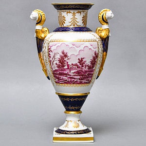 Коллекционные Парные Фарфоровые Вазы в стиле Ампир, Giulia Mangani Италия, середина ХХ века. 