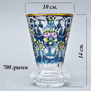 Редкая!!! Коллекционная Ваза - Карандашница, Цветочная Эмалевая роспись, Хрусталь Witti,  Германия 60-е гг.