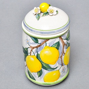 Авторский Чайный сервиз на 4 персоны «Лимоны», фарфор, ручная роспись, Гжель Россия -2000 г..