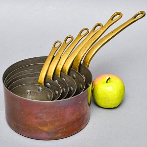 Винтажный Набор - 6-ть Ковшиков - Сотейников разных размеров, Медь, Франция, 70 -е годы ХХ века! 