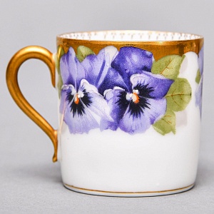 Антикварная Кофейная пара «Фиалки» из коллекции «Viktoria Luise», Rosenthal Германия, 1891 - 1906 годы.