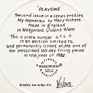 Коллекционная Фарфоровая тарелка «Детство. Дети на лугу», Wedgwood Англия - 1982 год. 