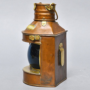 Старинный Медный Керосиновый «Сигнальный Корабельный Фонарь», Англия начало ХХ века.