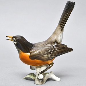 Коллекционная Фарфоровая статуэтка «Птица - Американский дрозд», Hutschenreuther Германия. 