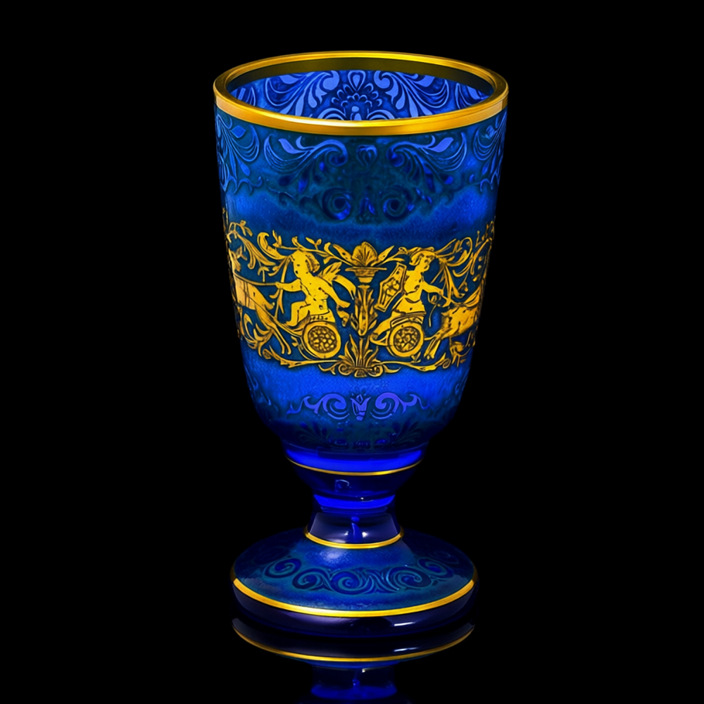 Редкость! Антикварная Хрустальная Ваза «Античные Колесницы», JOSEPHINENHUTTE, Германия 1915 -1920 гг.