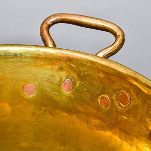 Старинный Латунный Таз для варки варенья на 9-ть литров, Франция - середина ХХ века. 