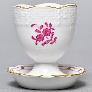 Набор для завтрака - три Пашотницы и Солонка «APPONYI PURPUR», Фарфор HEREND Венгрия. 