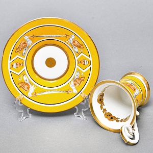 Антикварная Кофейная пара «Гриффоны», Фарфор Dressel & Kister Passau Германия, 1900 - 1922 годы. 