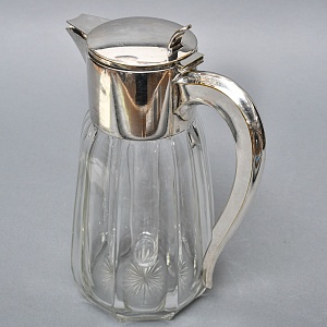 Винтажный Хрустальный Графин - Кувшин на 2,8 литра с Колбой для льда, Silverplated Германия. 