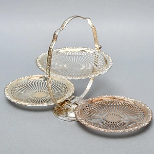 Металлическая Конфетница - Фруктовница «Этажерка» Silverplate, Sheffield Англия, 60-е гг.