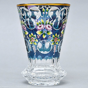 Редкая!!! Коллекционная Ваза - Карандашница, Цветочная Эмалевая роспись, Хрусталь Witti,  Германия 60-е гг.