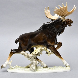 Коллекционная Фарфоровая статуэтка «Охота. Бегущий лось», Hutschenreuther Германия.