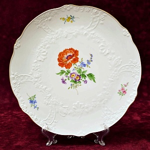 Большое Сервировочное Блюдо - Тарелка «ЦВЕТЫ», Фарфор MEISSEN Германия - 1985 год.
