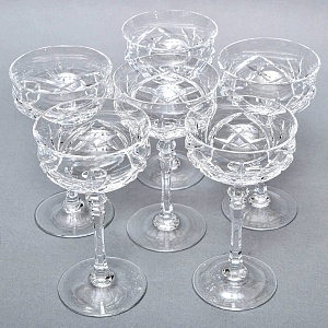 Редкость! Хрустальные Креманки - Фужеры для Шампанского WMF Cristal Cabinet, Германия конец 60-х гг.