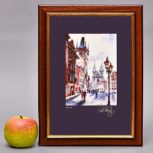 Авторская Коллекционная Картина - Рисунок «Старый Город - Прага», Чехия конец ХХ века.