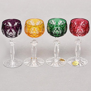 Редкость! Хрустальные Рюмки 4-е штуки серия «FLIRT», Knittel FAKIRIS Германия, 60 -е годы ХХ века.