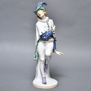 Антикварная Фарфоровая статуэтка Арт Деко «ШУТ», Karl Ens Германия, первая половина ХХ века. 