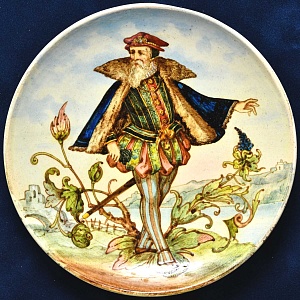 Картина - Панно из Двух Антикварных Тарелок «Кавалер и Дама», Фаянс Бельгия начало ХХ века.