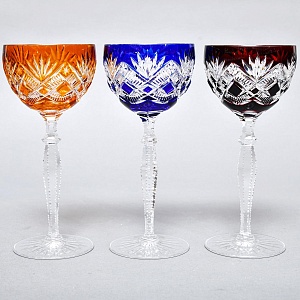 Бокалы для Вина из Цветного Хрусталя JOSEPHINENHUTTE Германия, 60 -е гг.