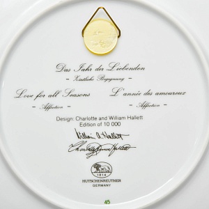Коллекционная Фарфоровая тарелка "Любовь на все времена", Hutschenreuther Германия.