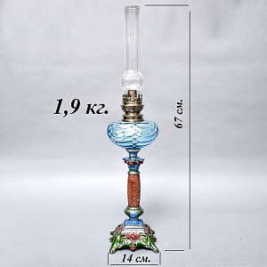 Старинная Керосиновая Лампа «Цветущий Аквамарин», Kosmos - Brenner, Франция начало ХХ века.
