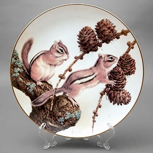  Коллекционная Тарелка «Лесной Год - СЕНТЯБРЬ» Фарфор, Studio Fine Porcelaine Англия -1982 год.