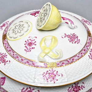 Фарфоровая Супница - Тюрина на подставке «APPONYI PURPUR», HEREND Венгрия - 1942 год.  