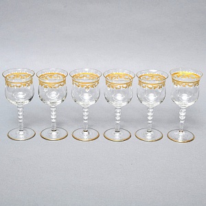 Хрустальные Фужеры - Бокалы для вина серия «Gold Laura», JOSEPHINENHUTTE, Германия -50 гг.. 