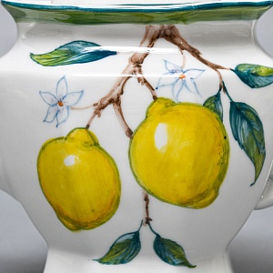 Авторский Чайный сервиз на 4 персоны «Лимоны», фарфор, ручная роспись, Гжель Россия -2000 г..