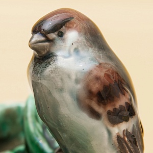 Редкость! Фаянсовая Пепельница - Мелочёвница - Статуэтка «Воробей» СССР ЗиК Конаково - 1959 год. 