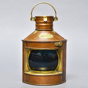 Старинный Медный Керосиновый «Сигнальный Корабельный Фонарь», Англия начало ХХ века.