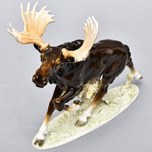 Коллекционная Фарфоровая статуэтка «Охота. Бегущий лось», Hutschenreuther Германия.