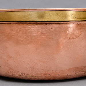 Винтажный Медный Таз на 16-ть литров в латунном окладе, Франция - первая половина ХХ века. 