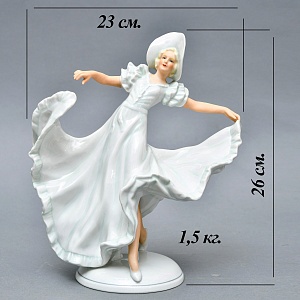  Коллекционная Фарфоровая статуэтка «Танцовщица в пышном платье», Schau Bach Kunst Германия.