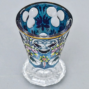 Редкая!!! Коллекционная Ваза - Карандашница, Цветочная Эмалевая роспись, Хрусталь Witti,  Германия 60-е гг.