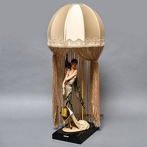 Редкость! Настольная Электрическая Лампа - Светильник «Дама с Павлином», Florence Италия -1987 год.